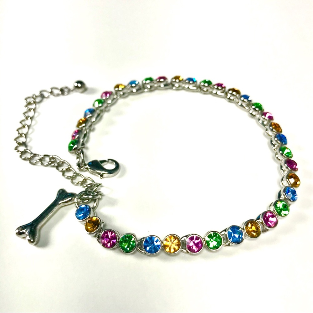 Small Dog Cat Rhinestone Necklaces Multi Color - Picture 3 of 3